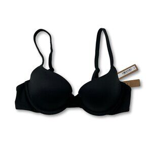 SKIMS Wireless Form Super Push-Up Bra, Onyx, Size 32B